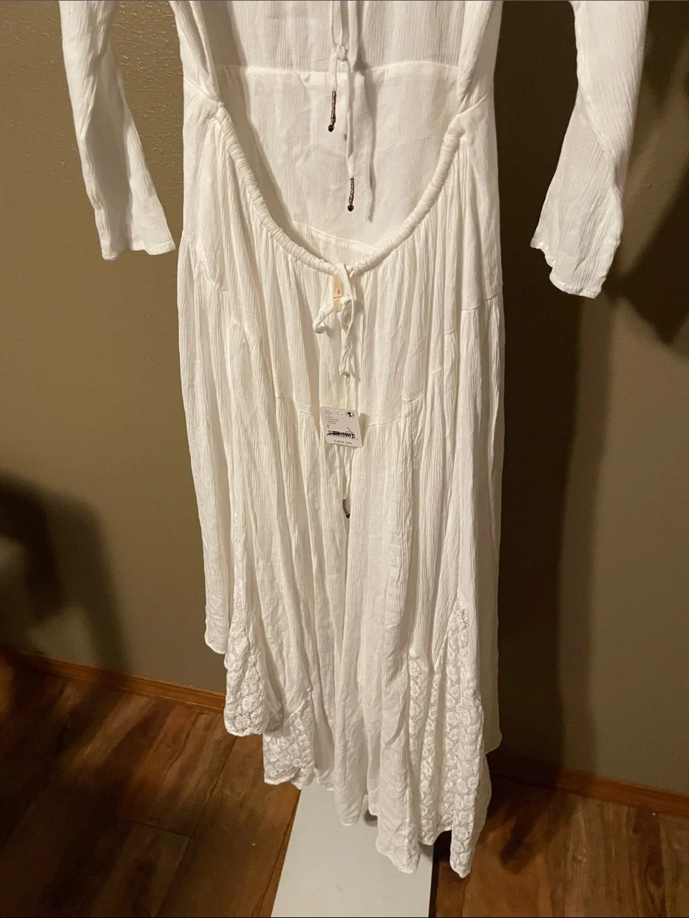 NWY Free People Ivory Open-Back Maxi Dress with Lace Panels - Picture 10 of 10